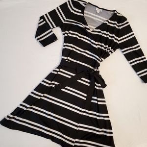 Black & White Wrap Dress